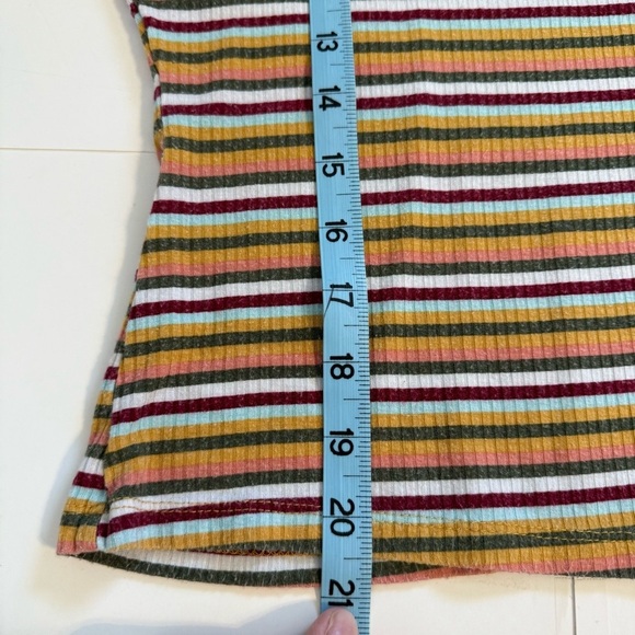 Rue 21 Retro Maroon Stripe Short Sleeve Super Stretchy Y2K Casual Shirt Size MED - Picture 6 of 7